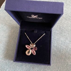 Swarovski crystal flower necklace in purple